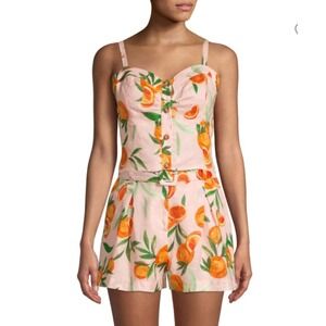 Parker Orange Print Katarina Crop Top Carlo Shorts SET 100% Linen Clementina M/6